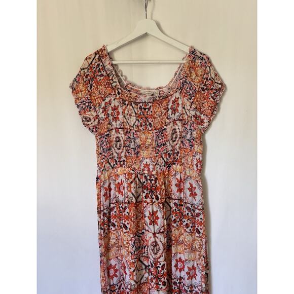 Soft Surroundings Womens Dress Medium Orange Floral Aline Maxi - Picture 5 of 13